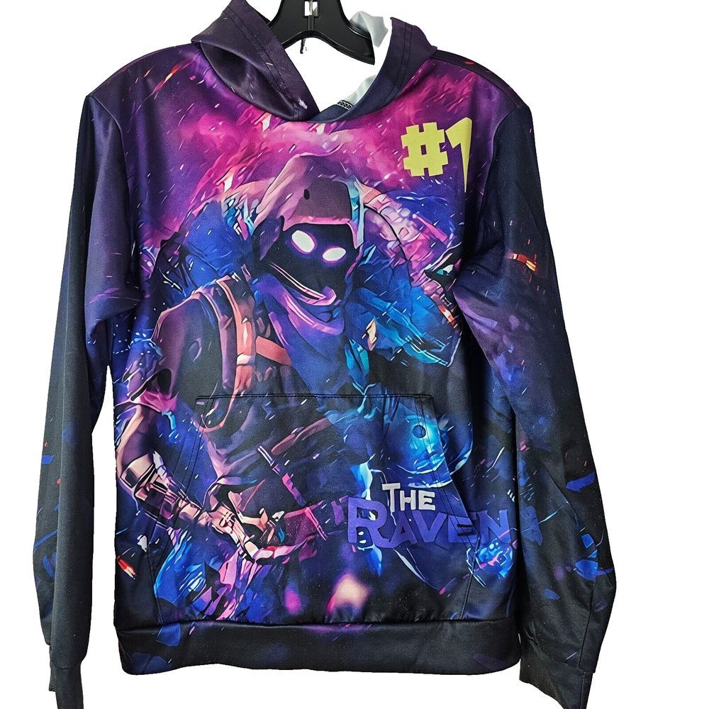 Fortnite Unisex Kids The Raven Skin Hoodie Medium Y Kangaroo Pocket Sweatshirt
